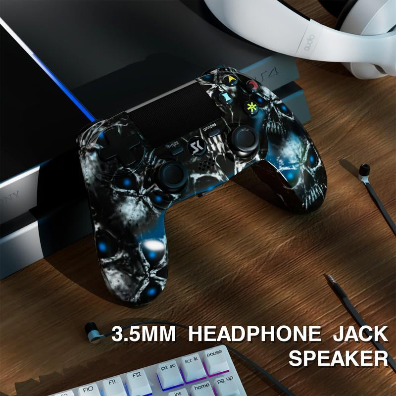 ISHAKO Wireless Game Controller for Ps4/Ps3/Android/Ios/Pc/Laptop, Gaming Accessories, Ergonomic Design, Double Vibration, One Key Sharing, with Touch Panel Function, Gamepad, PS415 Two-Sided Ghost