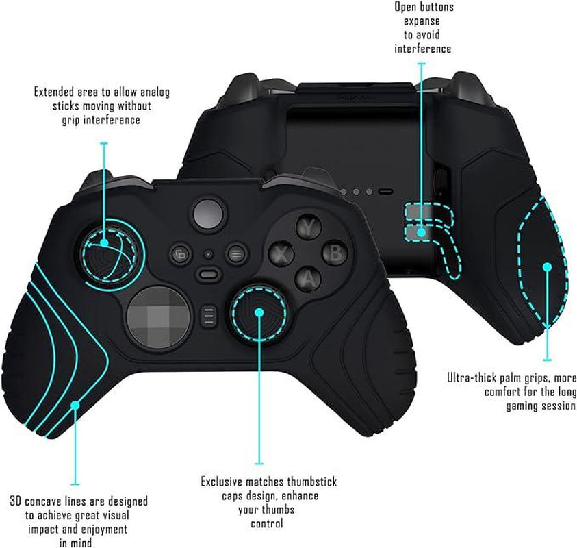 Playvital Samurai Edition anti Slip Silicone Case Cover with Thumb Grip Caps for Xbox Elite Series 2 Controller