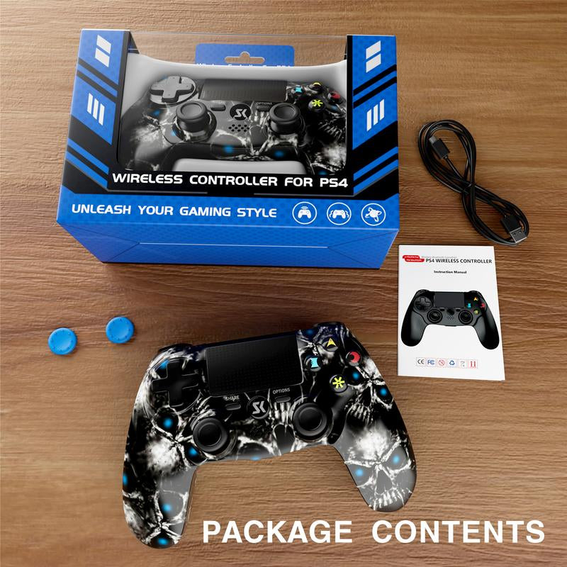 ISHAKO Wireless Game Controller for Ps4/Ps3/Android/Ios/Pc/Laptop, Gaming Accessories, Ergonomic Design, Double Vibration, One Key Sharing, with Touch Panel Function, Gamepad, PS415 Two-Sided Ghost