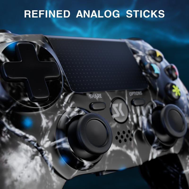 ISHAKO Wireless Game Controller for Ps4/Ps3/Android/Ios/Pc/Laptop, Gaming Accessories, Ergonomic Design, Double Vibration, One Key Sharing, with Touch Panel Function, Gamepad, PS415 Two-Sided Ghost