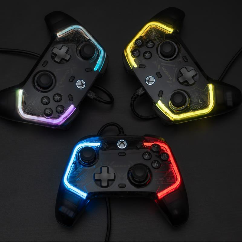 Gamesir Kaleid Wired RGB Light Controller for Xbox Series X|S, Xbox One,Windows 10/11&Steam, Plug and Play Gaming Gamepad, Transparent Video Game with Hall Effect Joysticks/Hall Trigger Console
